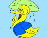 Desenho Pato sob a chuva pintado por gislaine