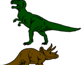 Desenho Tricerátopo e tiranossauro rex pintado por silvano