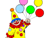Desenho Palhaço com balões pintado por Brunete