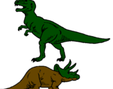 Desenho Tricerátopo e tiranossauro rex pintado por silvano