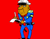 Desenho Polícia a passar multas pintado por lauro