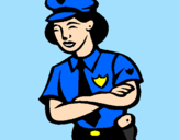 Desenho Mulher polícia pintado por claudiana prendendo 