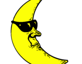 Desenho Lua com óculos de sol pintado por fgmes