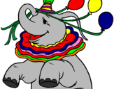 Desenho Elefante com 3 balões pintado por anónimo