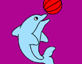 Desenho Golfinho a jogar com uma bola pintado por pollyana