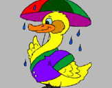 Desenho Pato sob a chuva pintado por dean