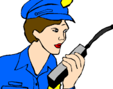 Desenho Polícia com um walkie pintado por lucas