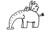 Desenho Elefante com asas pintado por ll