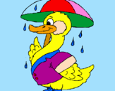 Desenho Pato sob a chuva pintado por Laura pilonetto