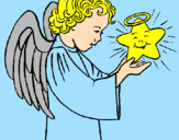Desenho Anjo e estrela pintado por mimigata