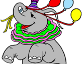 Desenho Elefante com 3 balões pintado por Larissa