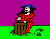 Desenho Mulher a tocar o bongo pintado por lucas de oliveira freitas
