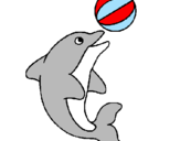 Desenho Golfinho a jogar com uma bola pintado por victor