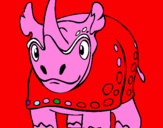 Desenho Rinoceronte pintado por Gabriel araujo 3 aninhos