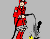 Desenho Bombeiro a sufocar fogo pintado por mark michel