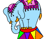 Desenho Elefante a actuar pintado por si