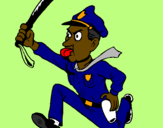 Desenho Polícia a correr pintado por peterson
