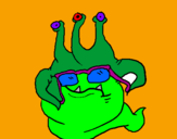 Desenho Extraterrestre com óculos pintado por junior