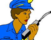 Desenho Polícia com um walkie pintado por peterson