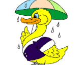 Desenho Pato sob a chuva pintado por diego