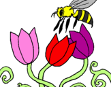 Desenho Abelha pintado por laura abelha nas flores.