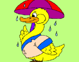Desenho Pato sob a chuva pintado por Brena