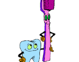 Desenho Dentes e escova de dentes pintado por Dra.Rose.Dente feliz!