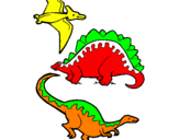 Desenho Três classes de dinossauros pintado por Endryl