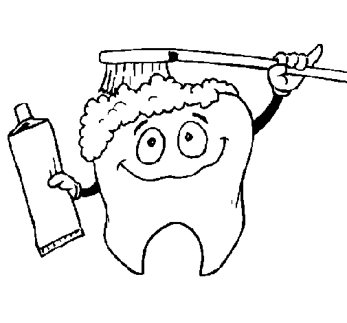 Desenho Dentes a serem limpos  pintado por  A Saúde começa pela boca