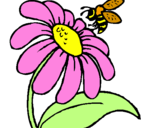Desenho Margarida com abelha pintado por nelia