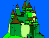 Desenho Castelo medieval pintado por Giovana 