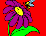 Desenho Margarida com abelha pintado por Maria Clara