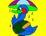 Desenho Pato sob a chuva pintado por Bruna