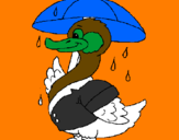Desenho Pato sob a chuva pintado por gmdmnnbfgnzbnmfnmbnmnbjhg