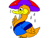 Desenho Pato sob a chuva pintado por nana