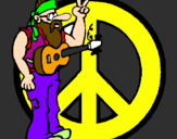 Desenho Musico hippy pintado por R.I.P