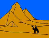 Desenho Paisagem com pirâmides pintado por Egito