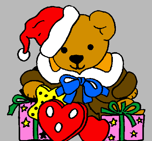 Desenho Ursinho com gorro natalício pintado por ursinho natal