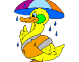 Desenho Pato sob a chuva pintado por mariana