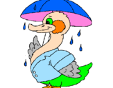 Desenho Pato sob a chuva pintado por iali