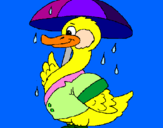 Desenho Pato sob a chuva pintado por rafaela