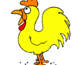 Desenho Galo de granja pintado por galinha