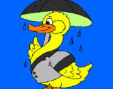 Desenho Pato sob a chuva pintado por Gabriel
