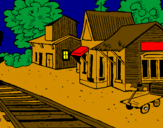 Desenho Estação de comboio pintado por Velho oeste