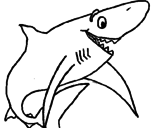 Desenho Tiburão alegre pintado por tubarão