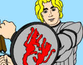 Desenho Cavaleiro com escudo de leão pintado por victor