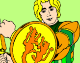 Desenho Cavaleiro com escudo de leão pintado por alessandra