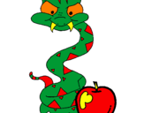 Desenho Serpente e maçã pintado por dino