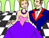 Desenho Princesa e príncipe no baile pintado por Carine