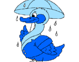 Desenho Pato sob a chuva pintado por isac